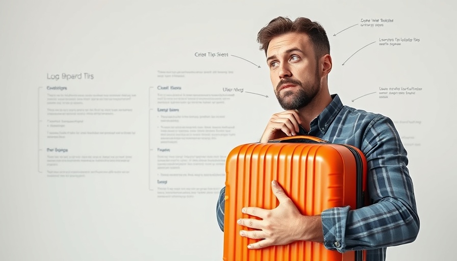 Man demonstrating luggage buying tips online