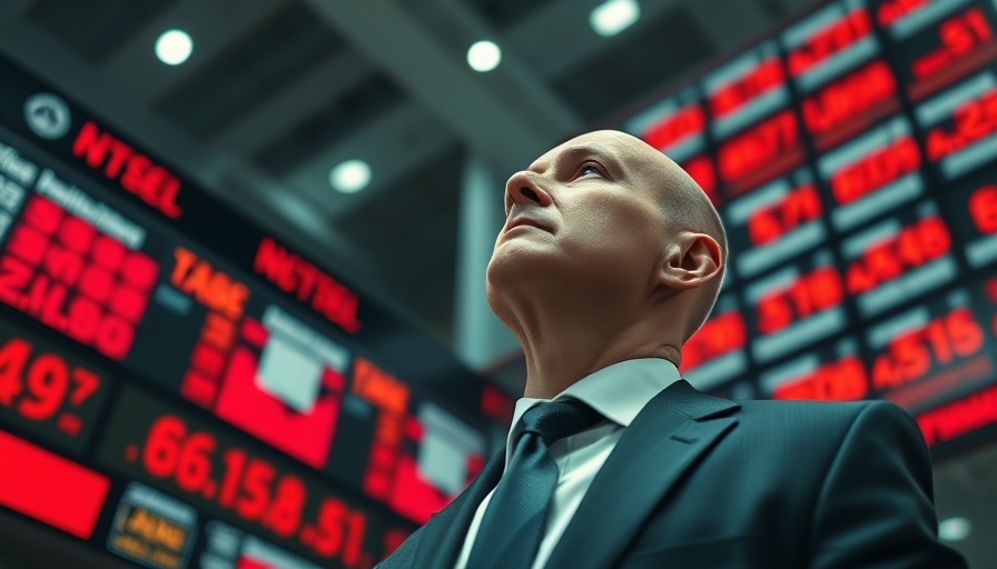 Trader reacting to stock market display, HELOC blockchain technology IPO.