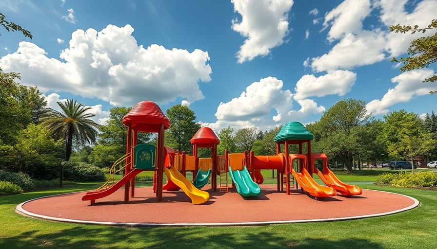 Scenic Brook Pocket Park playground under blue sky