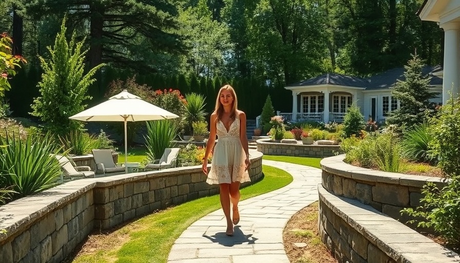 Backyard landscaping ideas with stone steps and lush greenery.