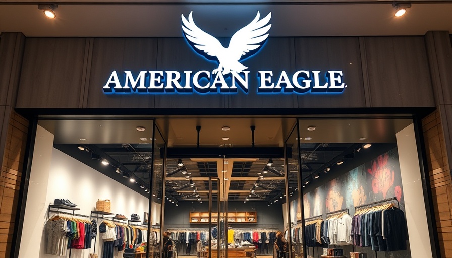 American Eagle storefront highlighting fashion transformation with logo.