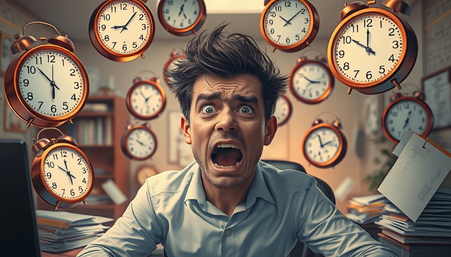 Illustration of overcoming feeling of not enough time with clocks and stress.