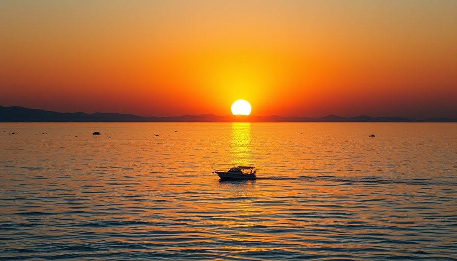 Serene sunset over calm sea with boat, inspiring monetizing skills.