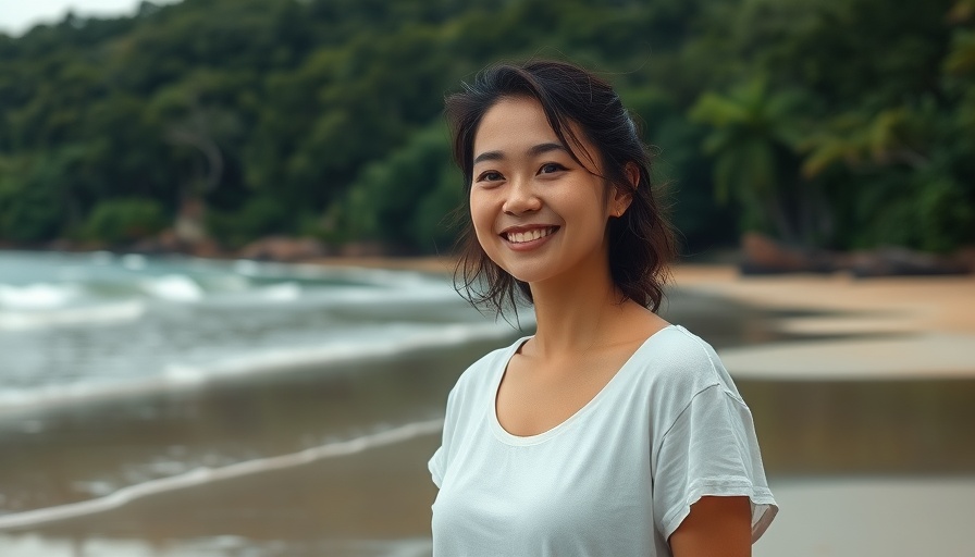Woman enjoys the tranquil beach at a budget-friendly digital nomad spot.