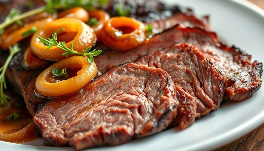 Tender brisket with onions and herbs recipe.