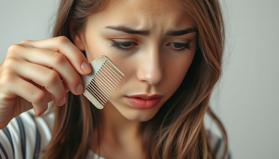 Worried woman examining hair breakage, highlighting natural fix for healthier hair