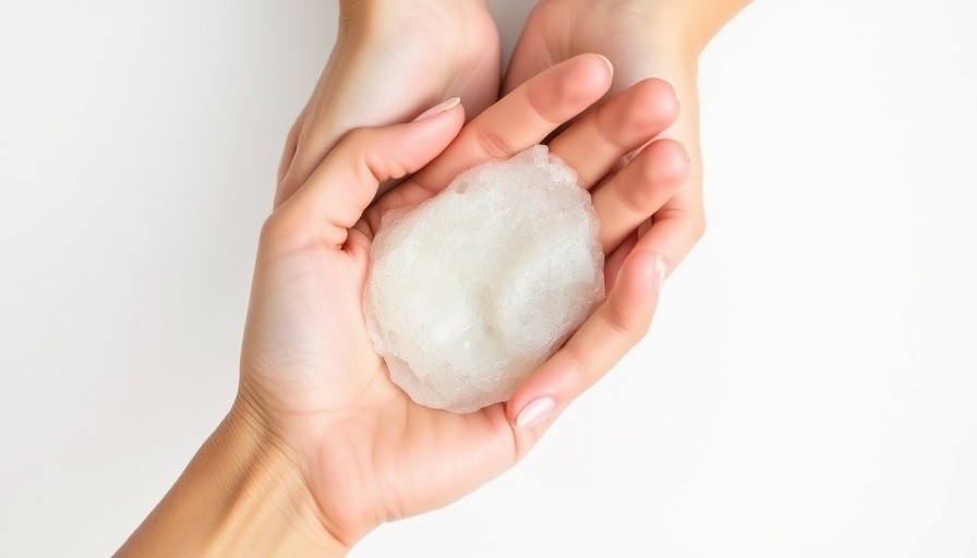 Applying homemade hand scrub on hands with natural lighting.