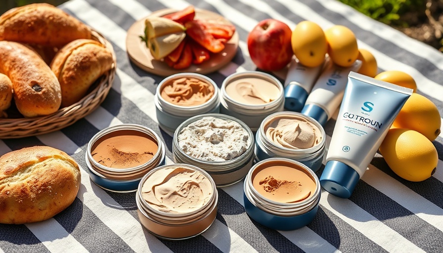 Elegant powder sunscreens on a picnic blanket showcasing powder sunscreen benefits.
