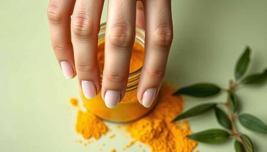 Turmeric powder jar with hand, highlighting turmeric face mask benefits.