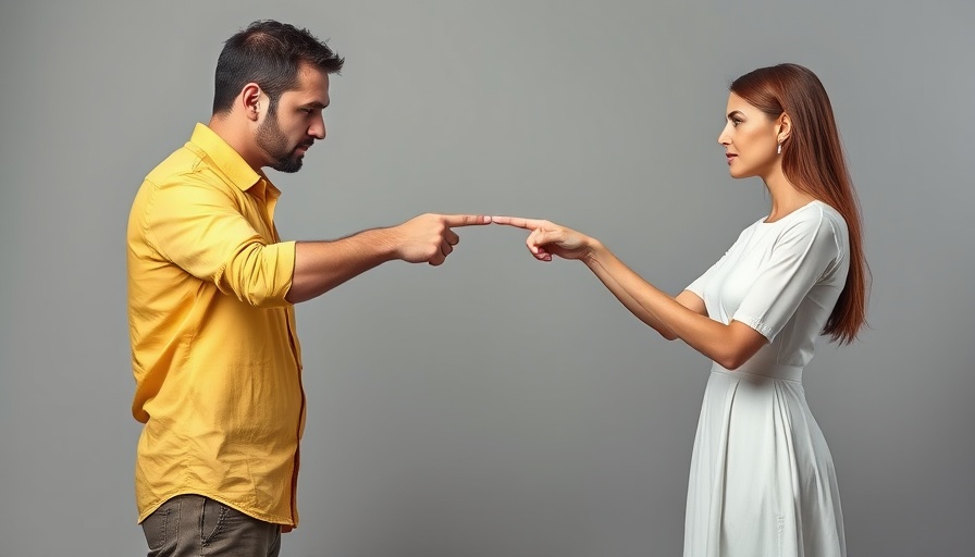 Man and woman in tense blame game confrontation, un-fun blame game.