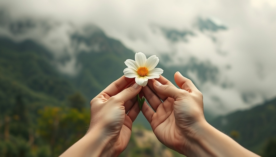 Hands exchanging a flower symbolizing forgiving and reconciling.