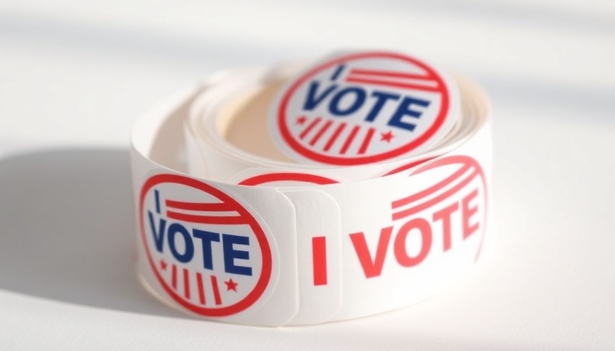 Roll of 'I Voted' stickers against a white background.