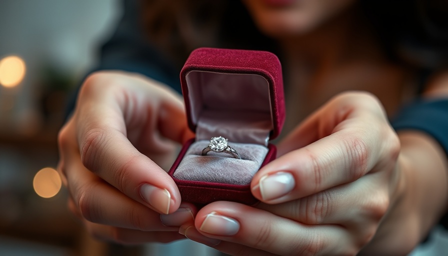 Hands holding engagement ring box for relationship advice.