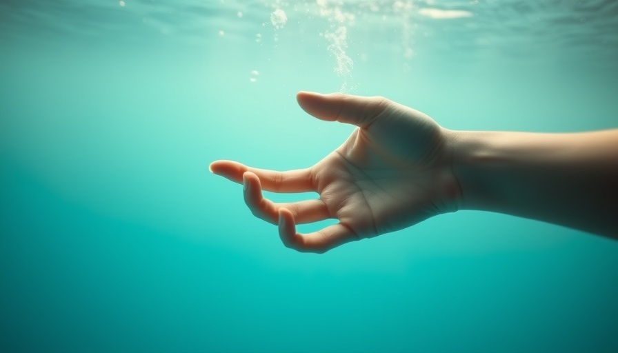Ethereal hand reaching underwater, symbolizing relationship advice.