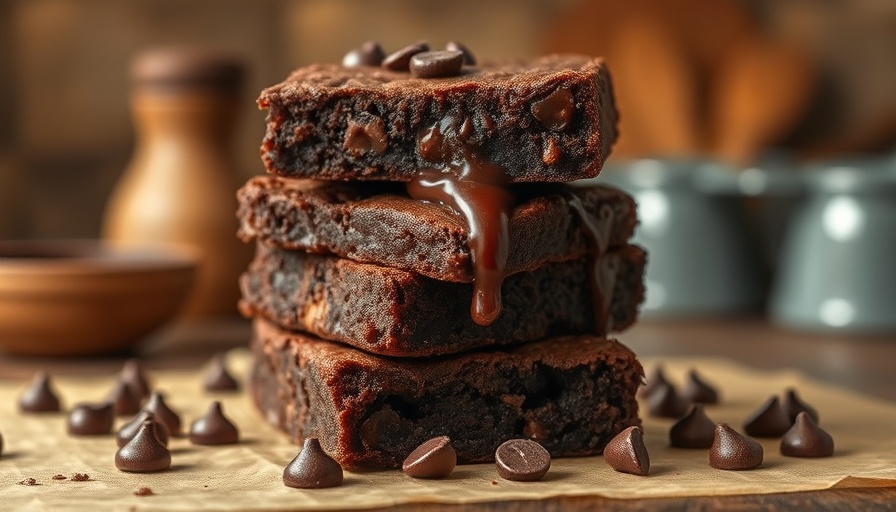 Gooey homemade brownies with chocolate chips.