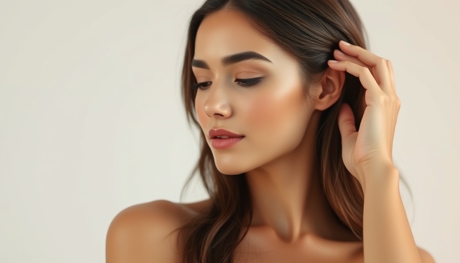 Clear skin woman adjusting hair, Beauty essentials focus