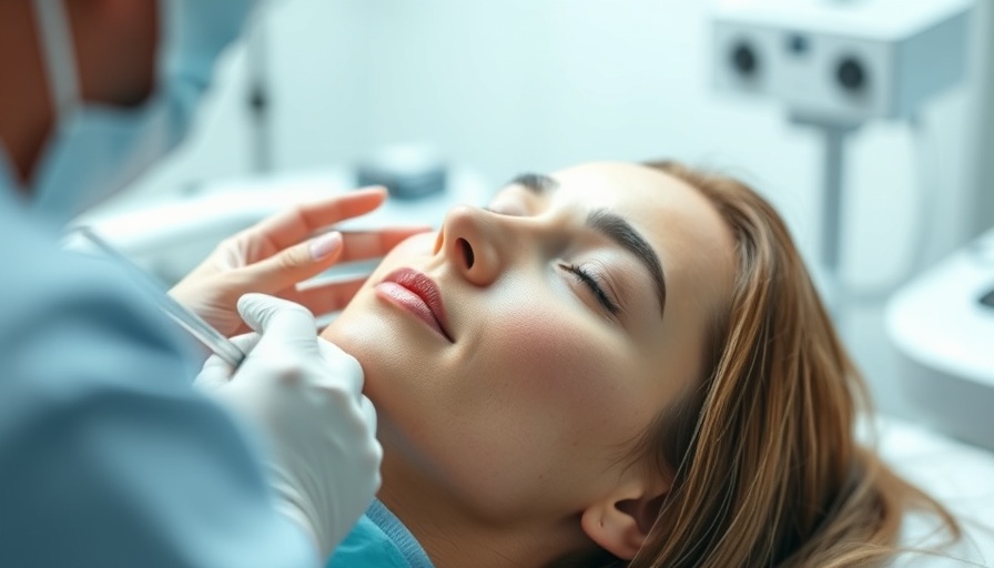 Woman undergoing facial treatment for symmetry in a clinic.