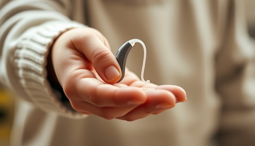 Child holding hearing aid during fitting process.