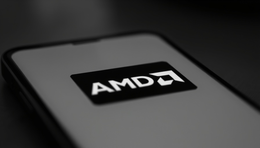 Close-up of smartphone with AMD logo, symbolizing tech dominance.