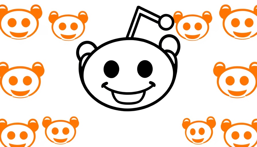 Vibrant Reddit logo, cartoon style, on orange background pattern.