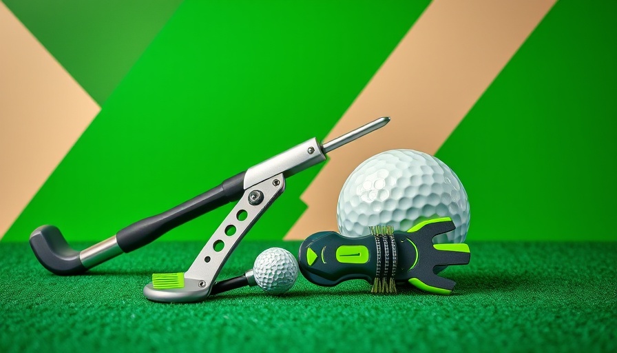 Vibrant golf accessories on geometric background, best golf gifts.