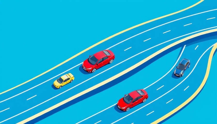 Artsy freeway illustration with iOS 26 features for families.