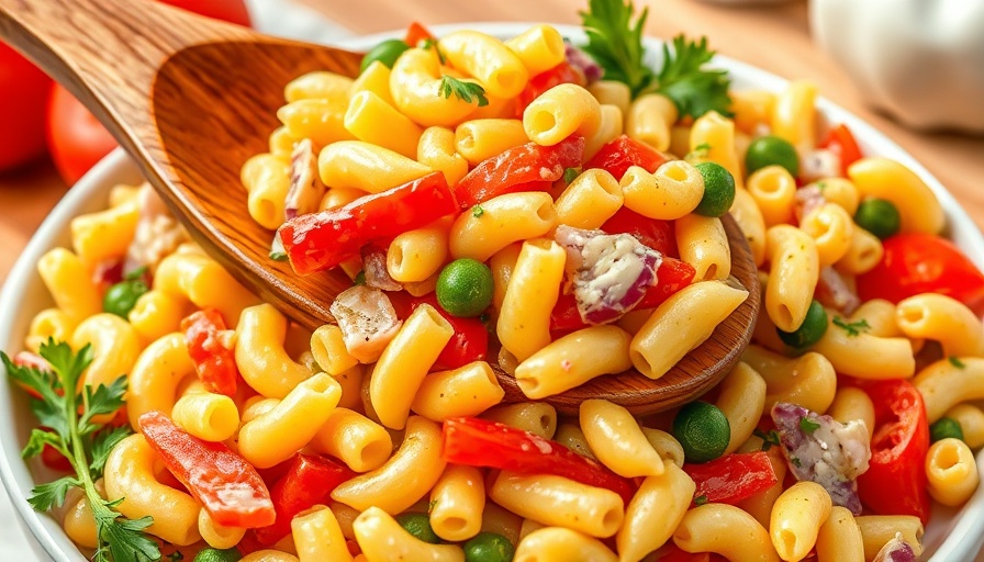 Delicious and colorful macaroni salad in a bowl - Best Macaroni Salad Recipe.