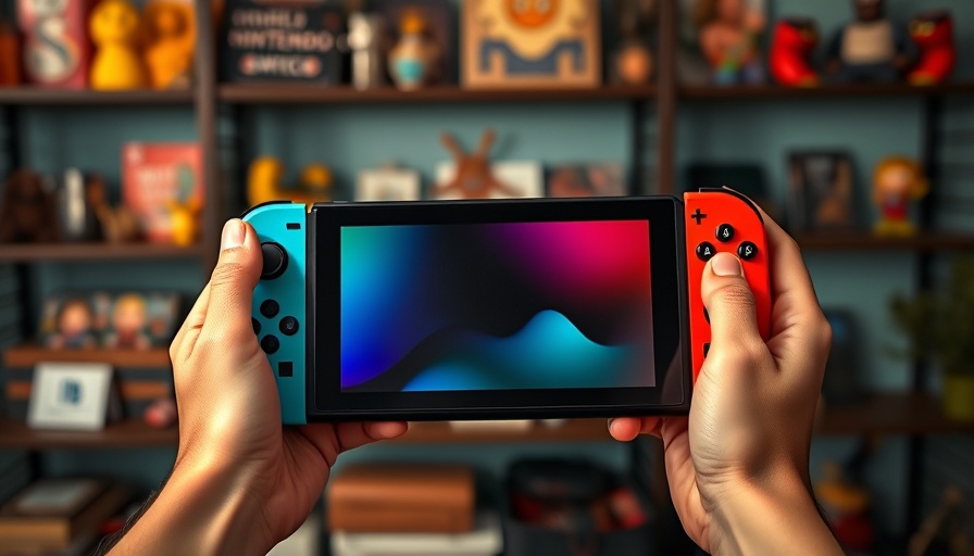 Close-up of Nintendo Switch 2 held in hand with logo screen.