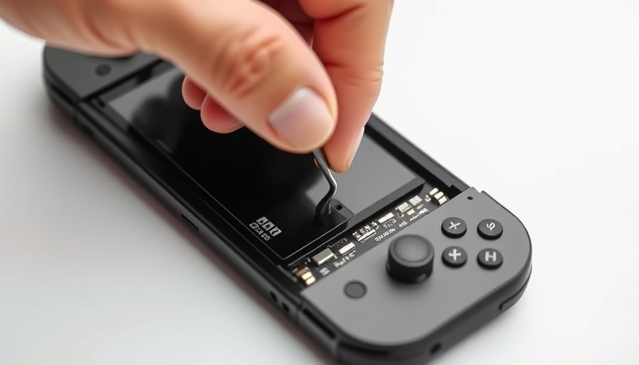Close-up of hand opening back of Nintendo Switch 2 for maintenance.