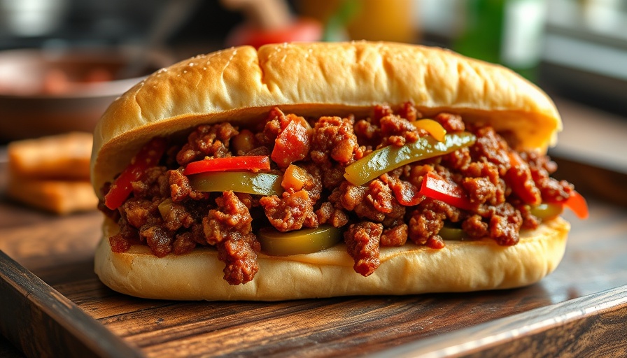Delicious homemade sloppy joe with sesame bun and rich filling.