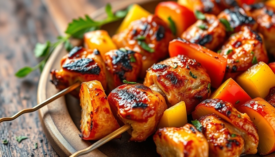 Grilled Hawaiian chicken kabobs with peppers and pineapple
