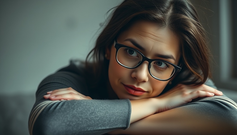 Woman in deep thought coping with not being wanted, wearing glasses.