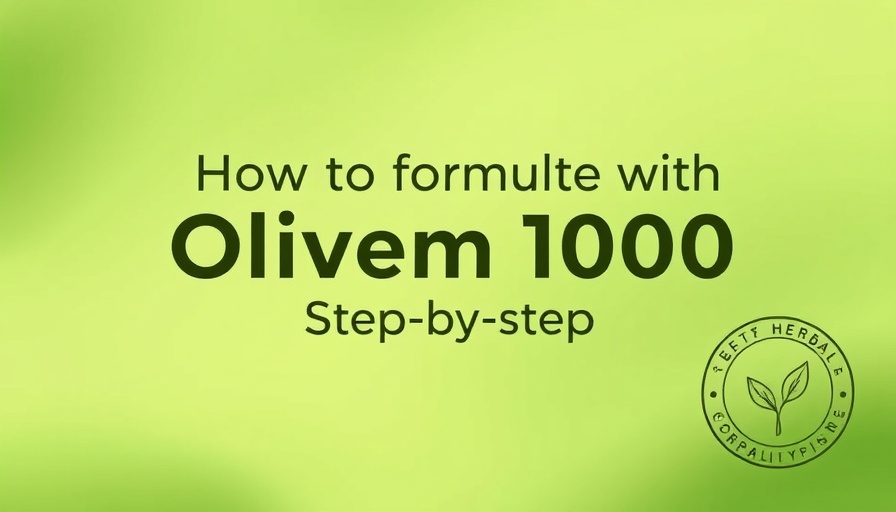 Olivem 1000 formulation guide on green background, educational.