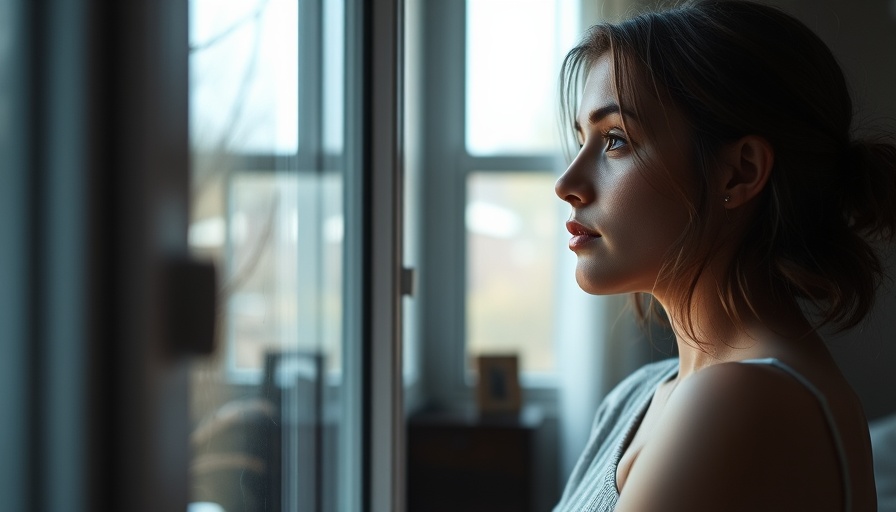 Young woman contemplating by a window, understanding daddy issues.