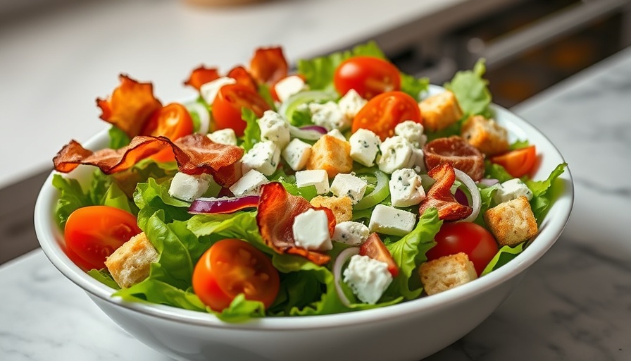 Vibrant BLT salad with bacon and fresh ingredients.