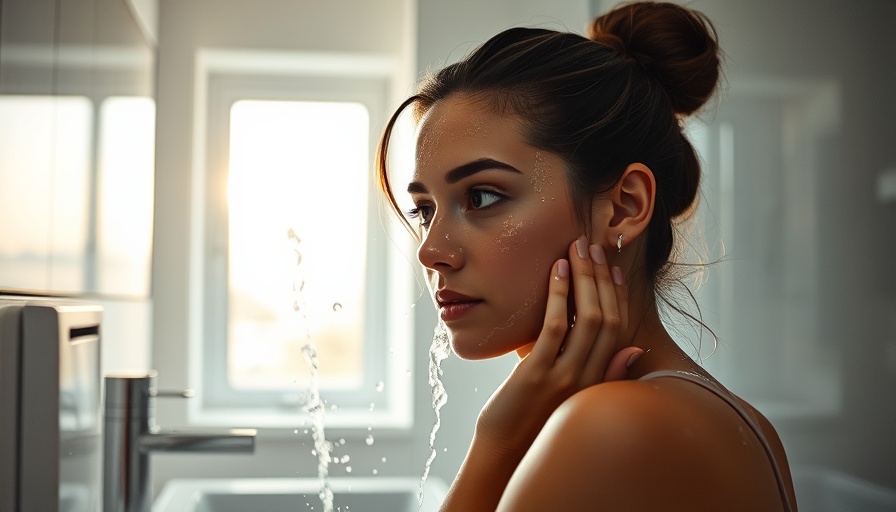 Woman washing face at bathroom sink for oily skin care