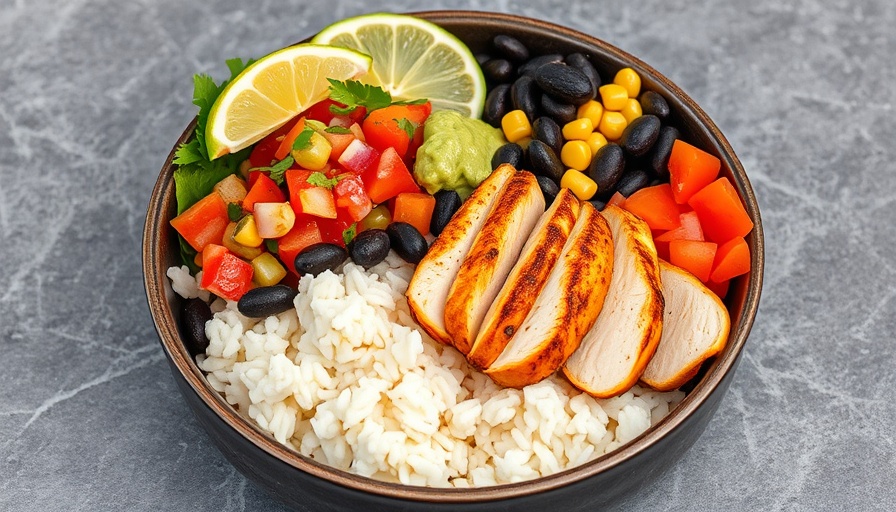 Build your own burrito bowl with chicken and fresh toppings.