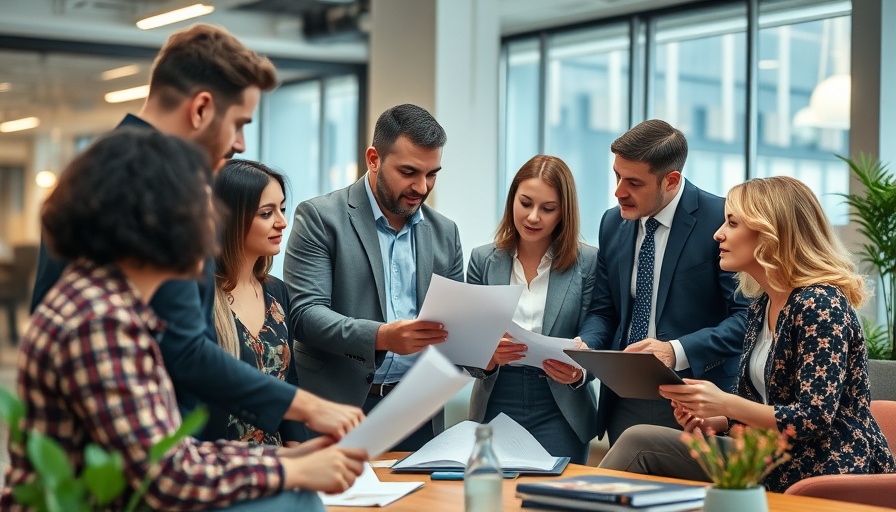 Diverse team discussing documents in modern office, highlighting quarterly entrepreneurial audits.