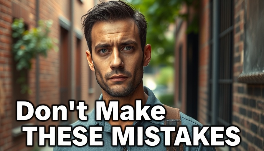 Serious man with 'Don't Make These Mistakes' text overlay, life lessons for entrepreneurs.