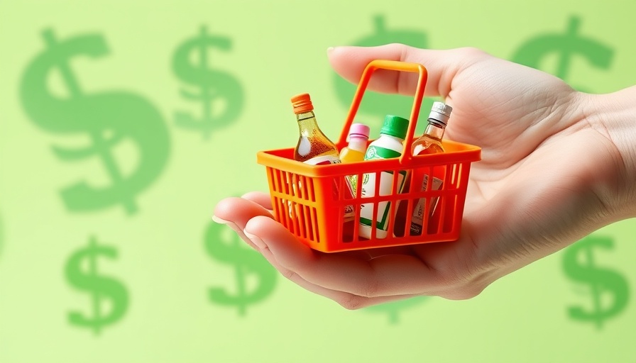 Shrinkflation awareness illustrated with a basket and dollar signs.