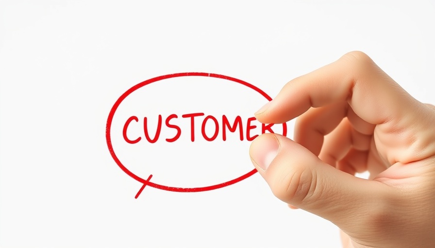 Hand drawing arrows around 'CUSTOMER' for customer-centric strategy.