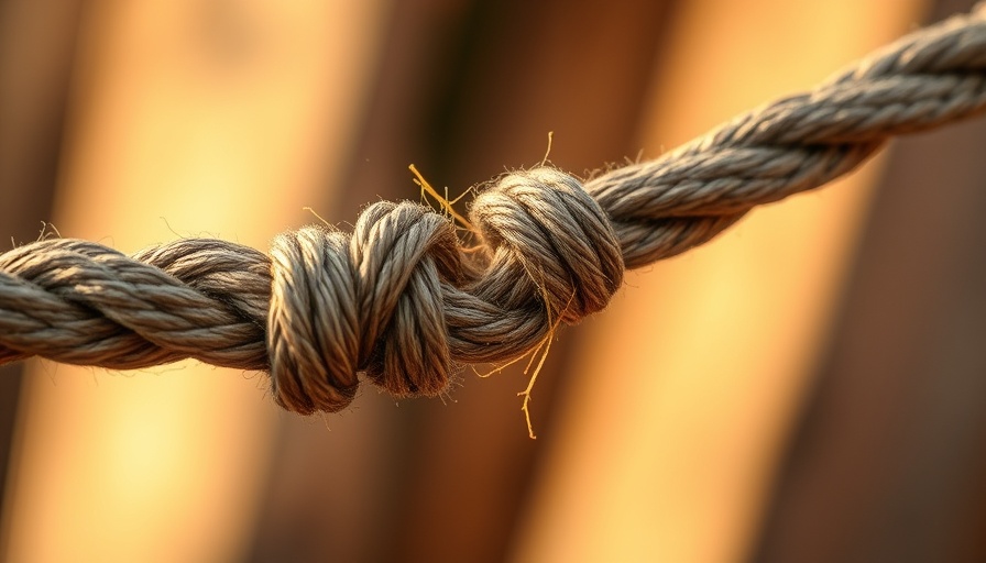 Close-up of fraying rope symbolizing ethical decision making tension.