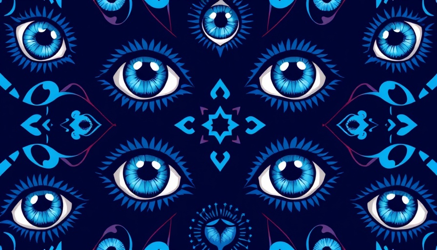 Blue eye pattern reflecting surveillance theme