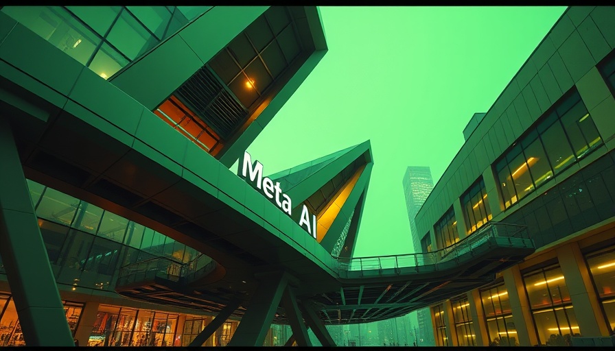 Futuristic Meta AI architectural design with green lighting.