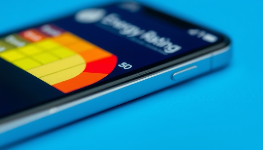 EU energy labels for smartphones shown on a sleek smartphone with B rating.