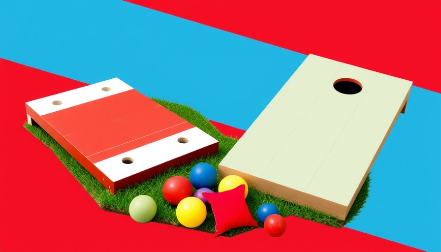 Vibrant lawn games collage with bocce and cornhole, Best Lawn Games 2025.