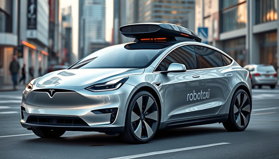 Tesla robotaxi with branding parked, highlighting safety concerns.