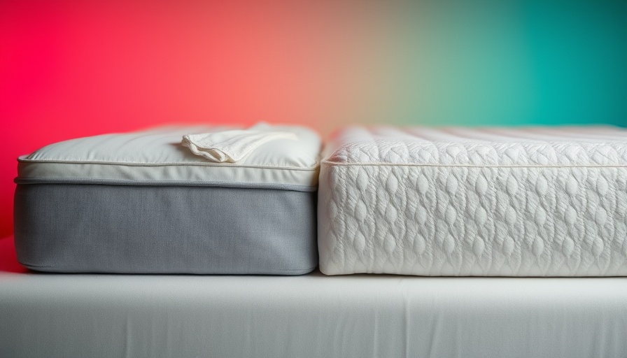 Comparison of mattress protector vs. mattress encasement with colorful background.