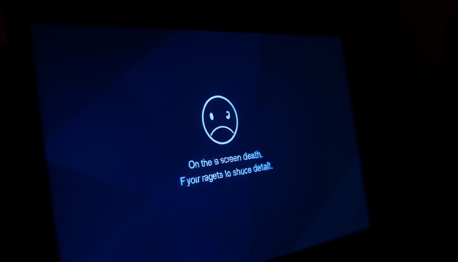 Close-up of computer displaying Blue Screen of Death error.