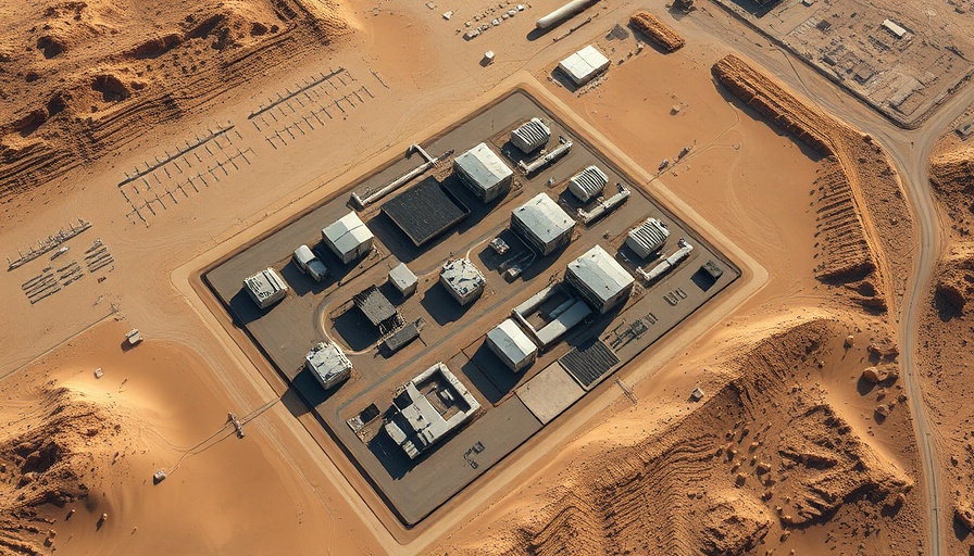 Satellite view of desert industrial site related to Iran nuclear detection.
